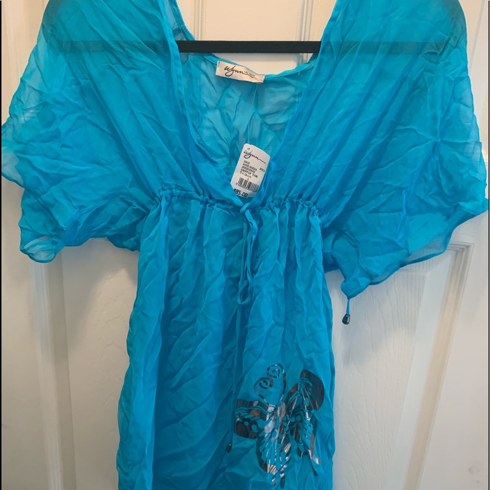 Silky cover up with silver design NWT